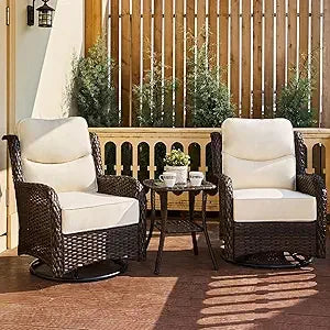 Luxury Outdoor Swivel Rocker Patio Chairs Set With Cushions