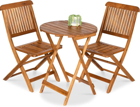 XMSJ Acacia Wood Bistro Set for Portable Outdoor Relaxation