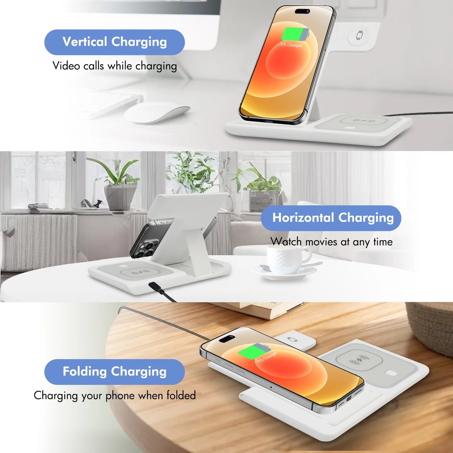Wireless Charging Station Magnetic 3 In 1 Fast Phone Charger