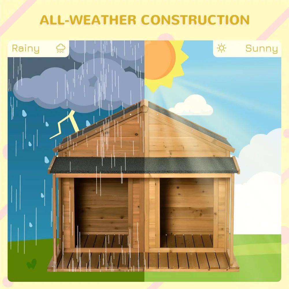 Spacious Wooden Dog House for Two Medium Dogs