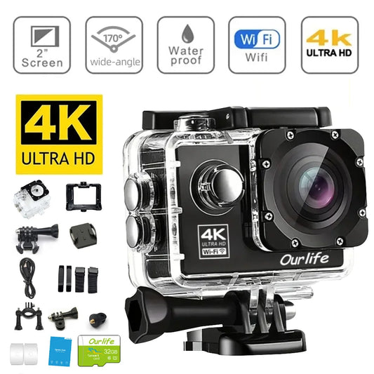 Action Camera 4K Ultra HD Waterproof 30m With WiFi