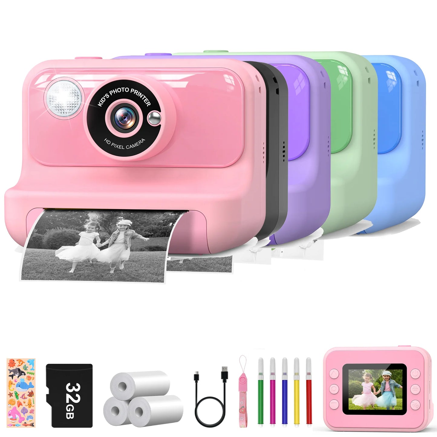 Kids Camera Instant Print Mini 1080P HD Toy For Toddlers