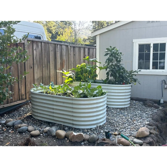 Antique White Raised Garden Bed Kit for Stylish Planting