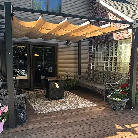 Outdoor Retractable Pergola With Versatile Sun Shade Canopy