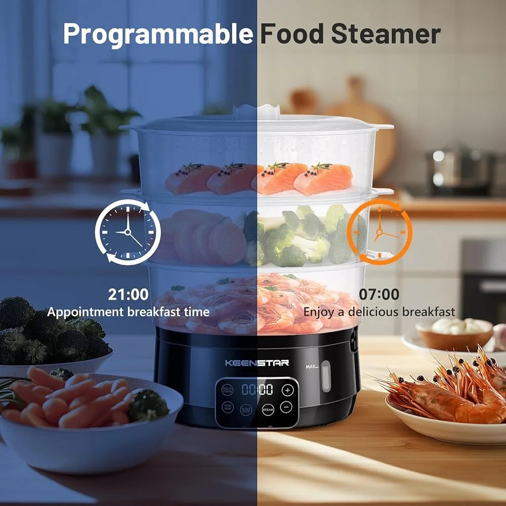 Electric Food Steamer 3 Tier BPA Free Digital Timer