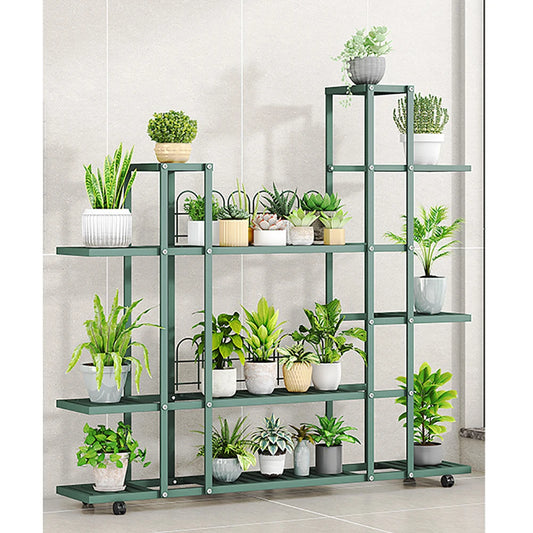 Wrought Iron Plant Stand With Wheels Planter Rack Organizer