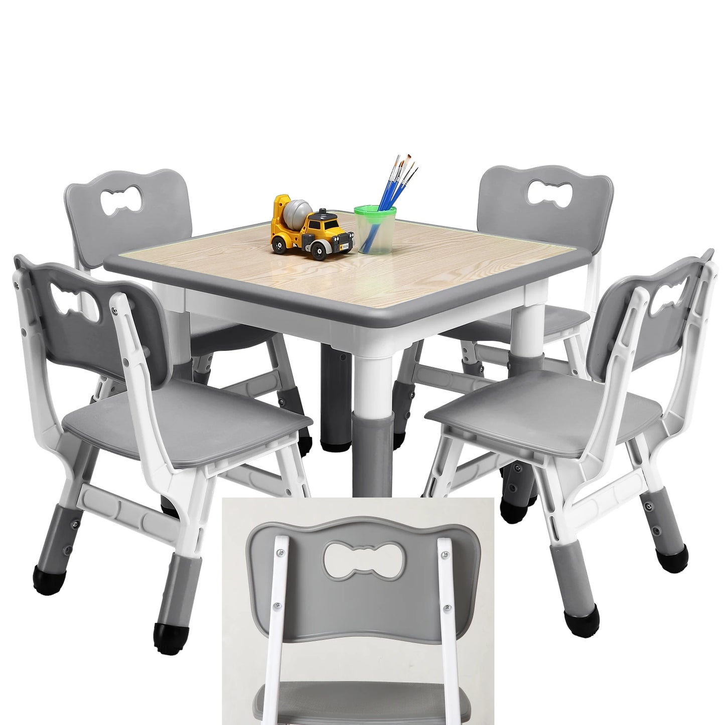 Height Adjustable Kids Table and Chairs for Ages 3 8