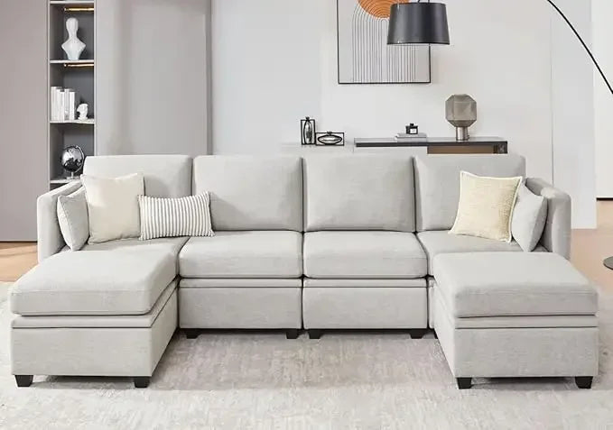 Modular Sectional Sofa With Storage And Ottomans U Shaped