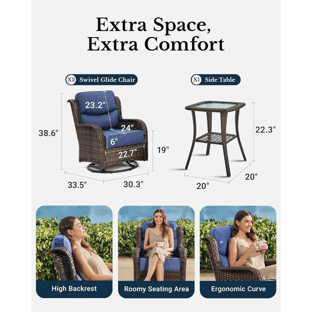 Luxury Outdoor Swivel Rocker Patio Chairs Set With Cushions