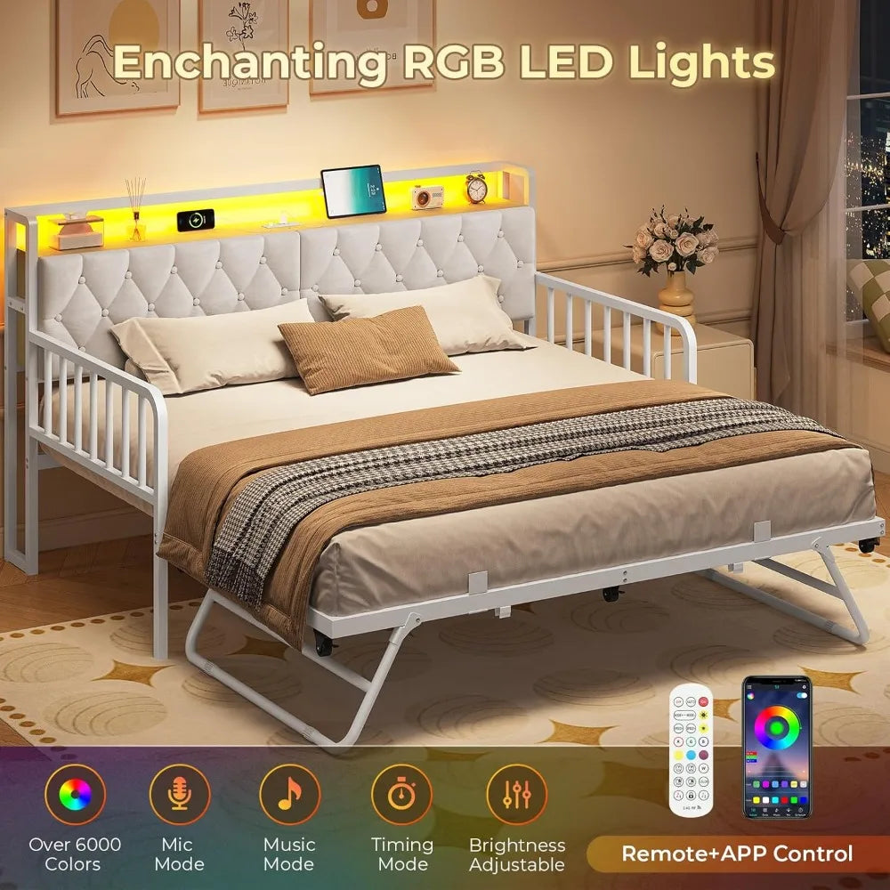 Versatile Daybed with Trundle and Built-In Charging Station