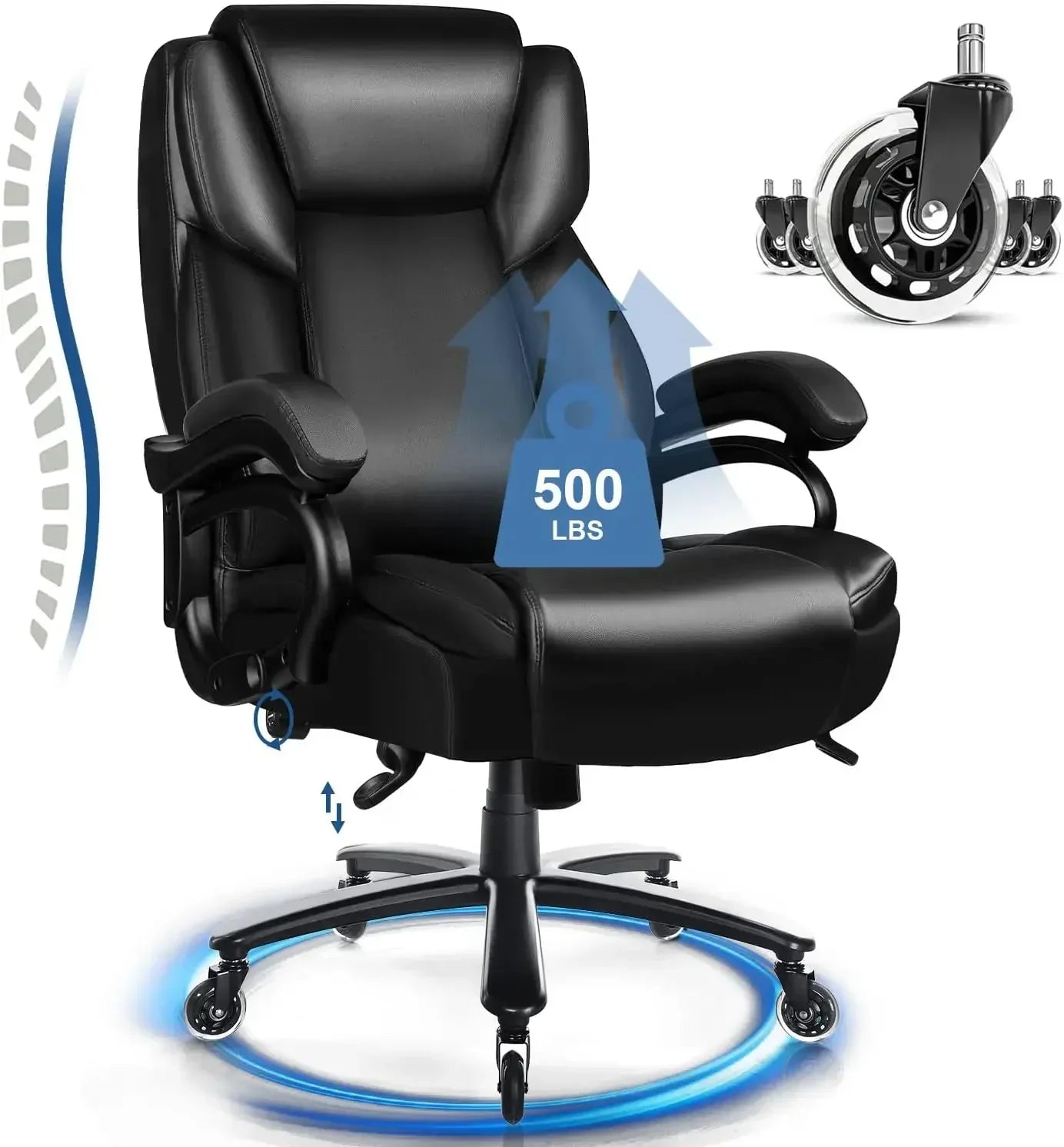 Heavy Duty Office Chair 500lbs With Ergonomic Lumbar Support