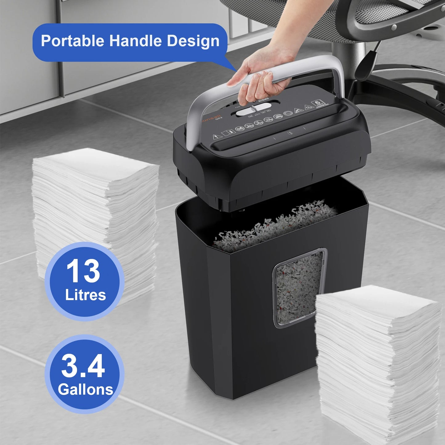 Bonsaii 6-Sheet Cross Cut Shredder for Home Office Use