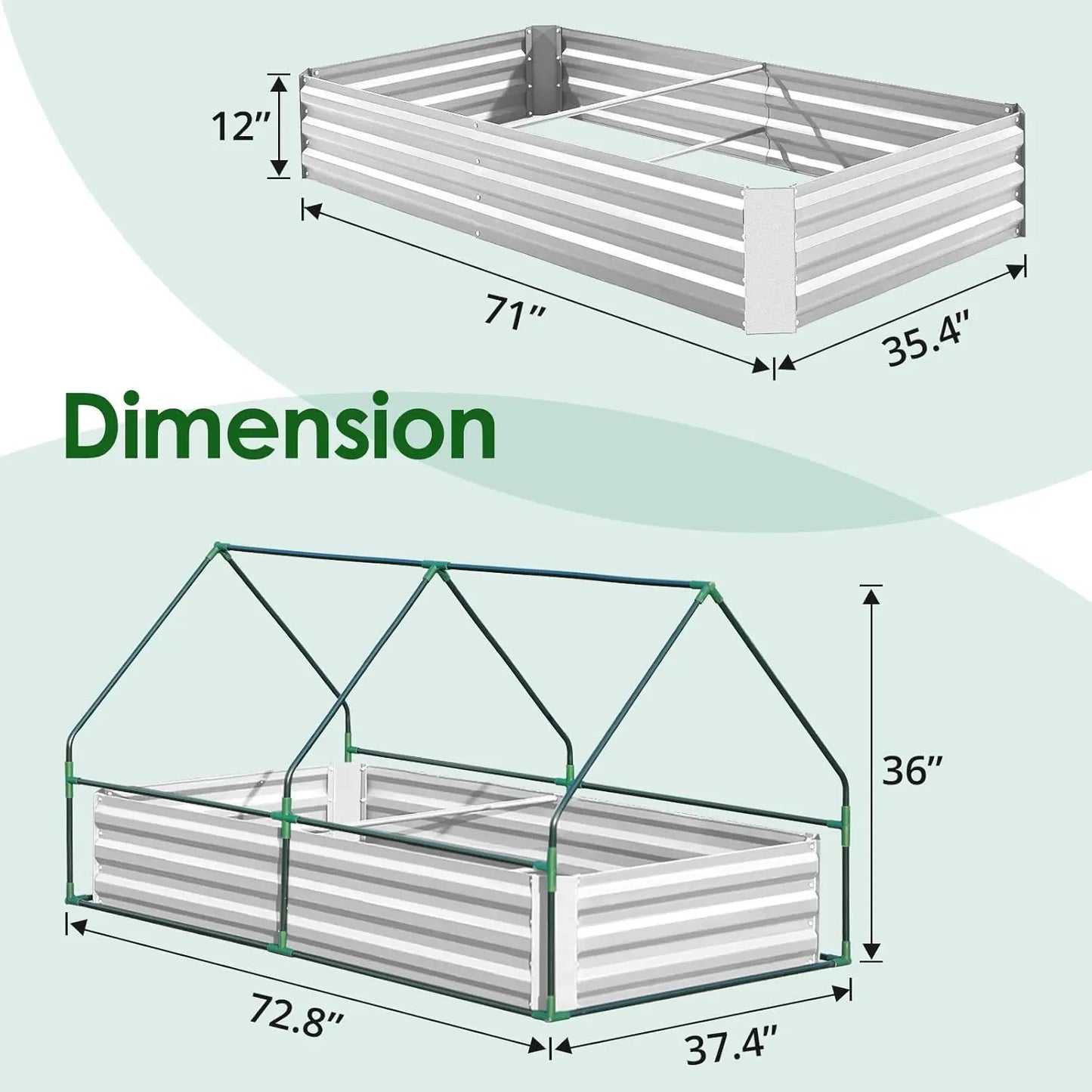 Raised Garden Bed With Cover Greenhouse Kit Galvanized Metal