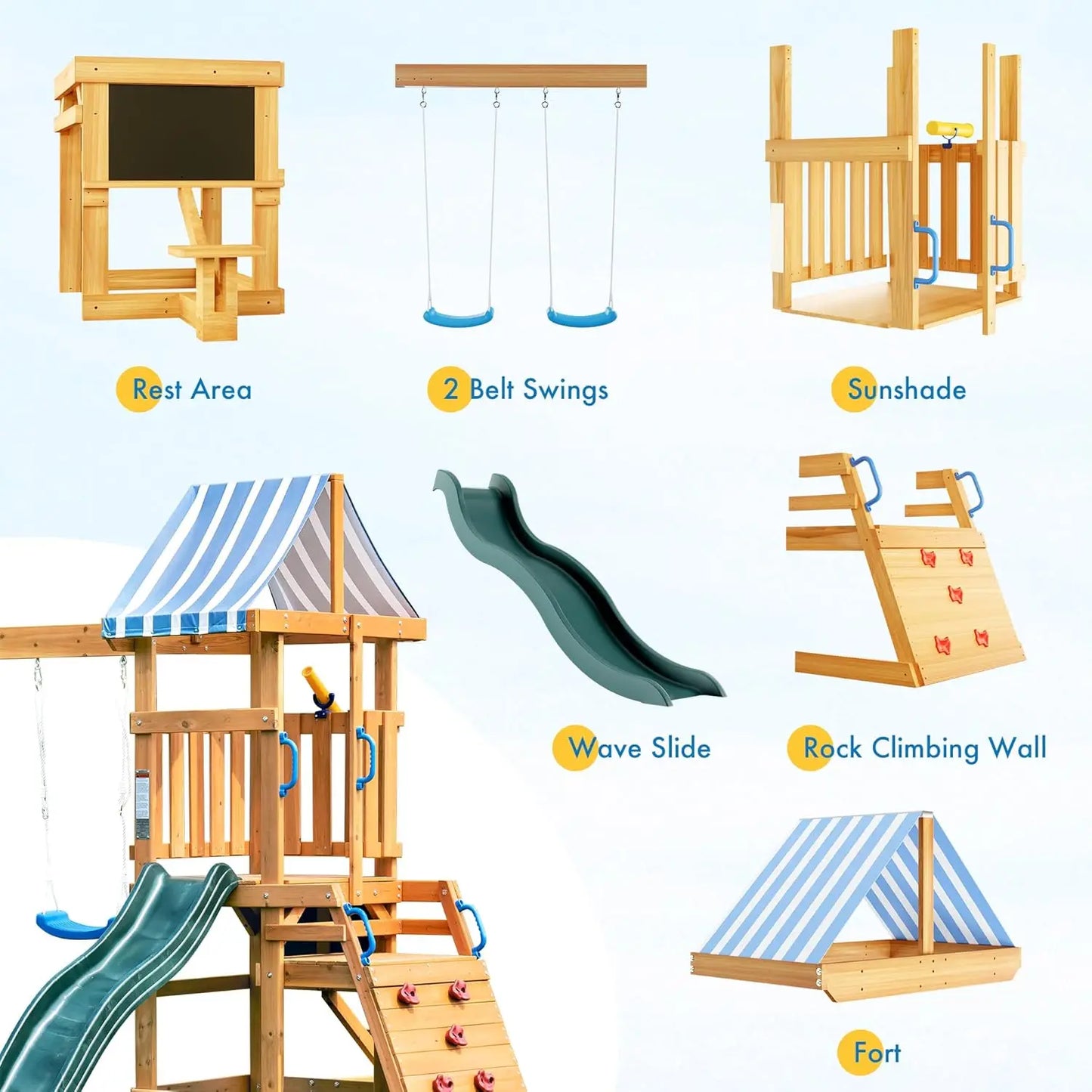 Robotime Robud Wooden Swing Set for Outdoor Adventure