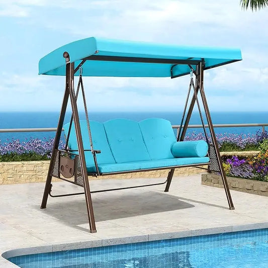 YANYING Deluxe Outdoor Patio Swing with Adjustable Canopy