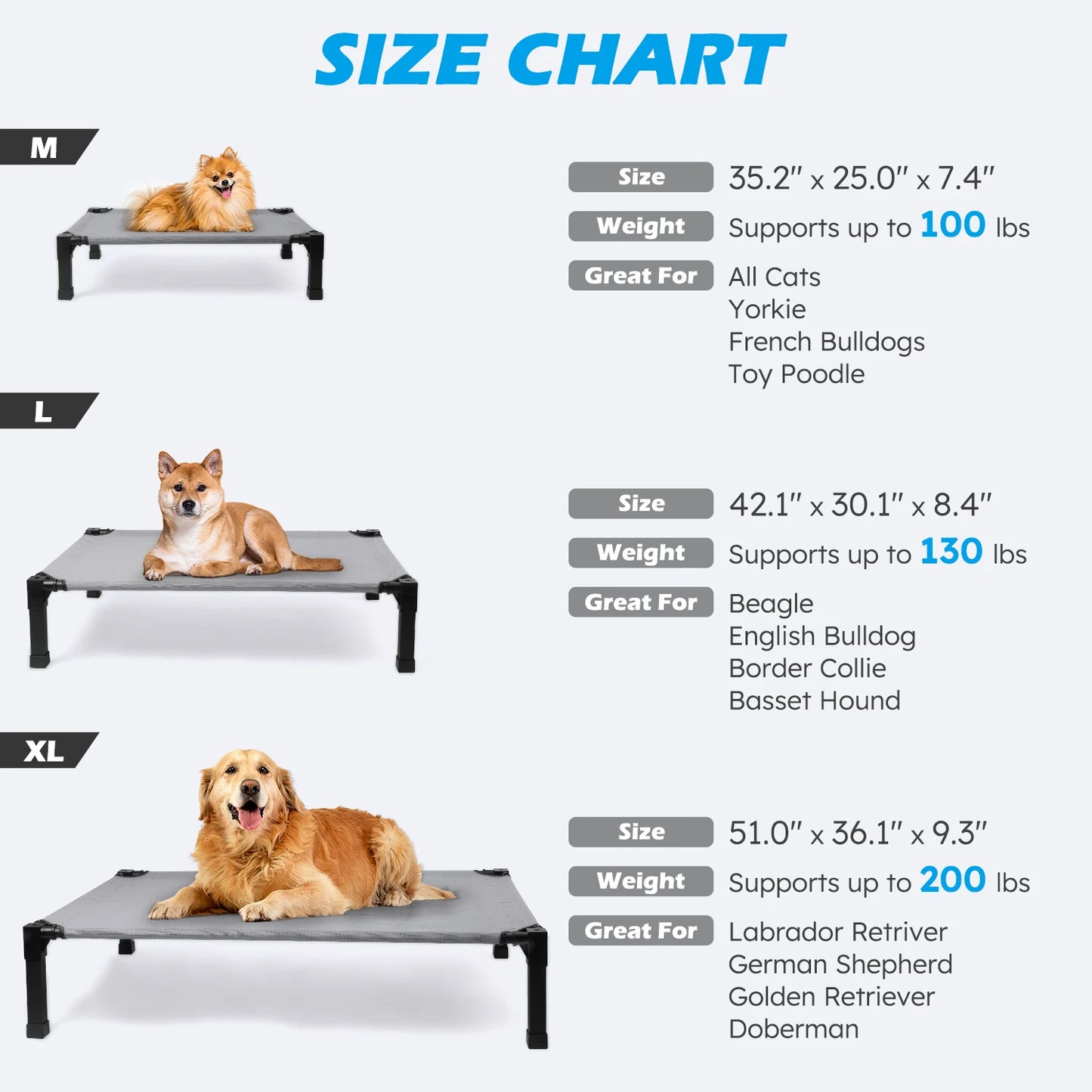 Elevated Dog Bed Cooling Portable Breathable Mesh Cot