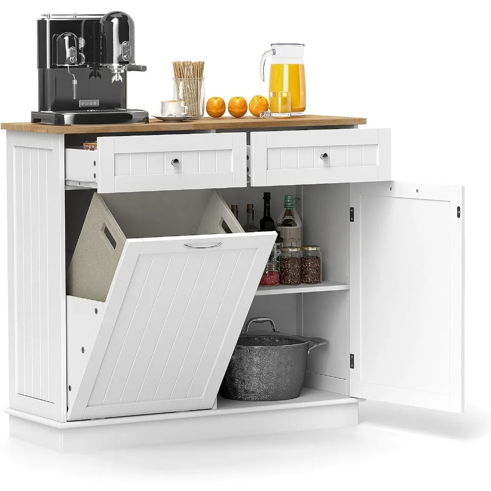 Stylish Tilt Out Trash Cabinet with Adjustable Shelf