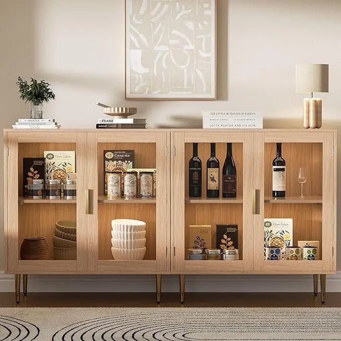 Sideboard Cabinet With LED Lights And Adjustable Shelves