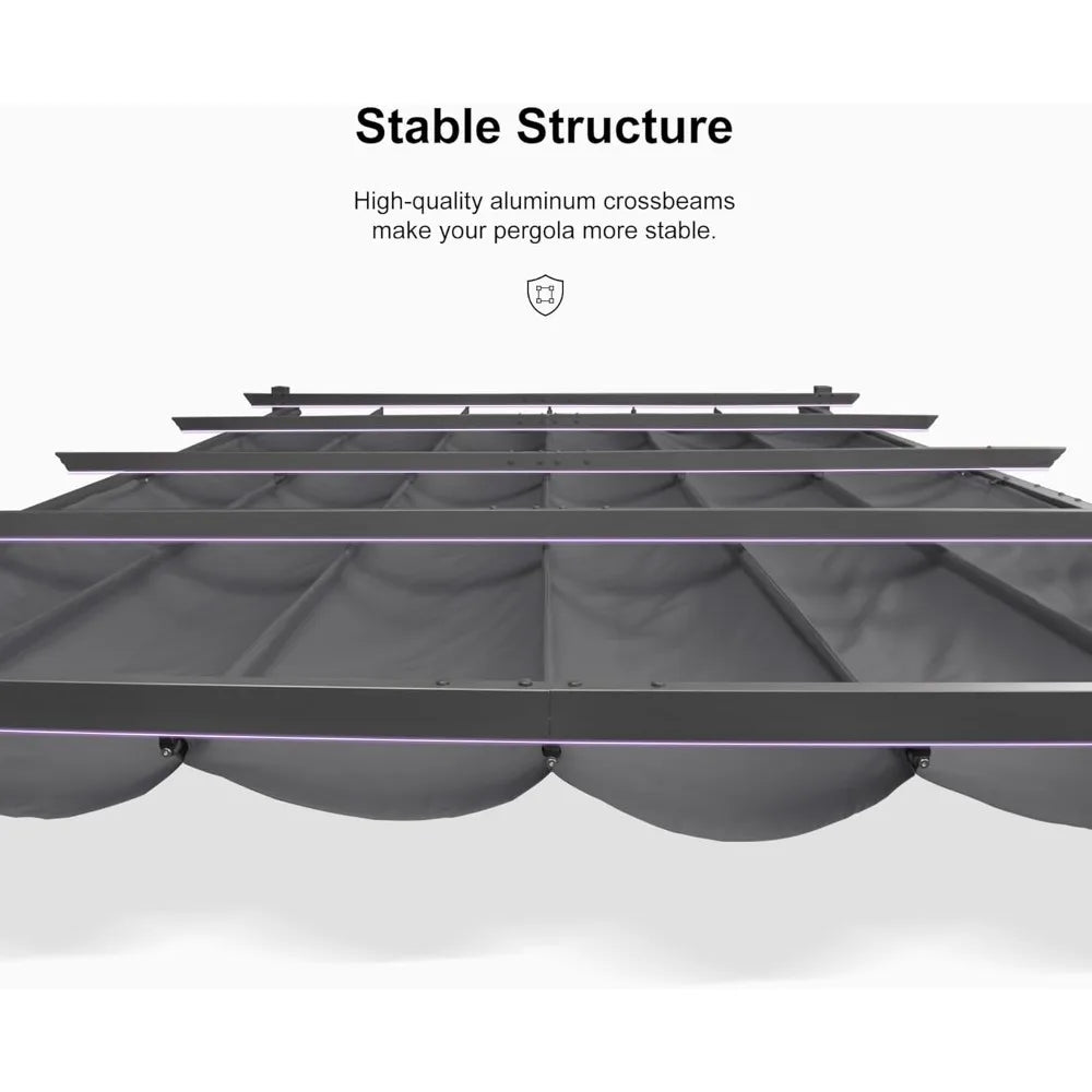 Outdoor Retractable Pergola With Versatile Sun Shade Canopy