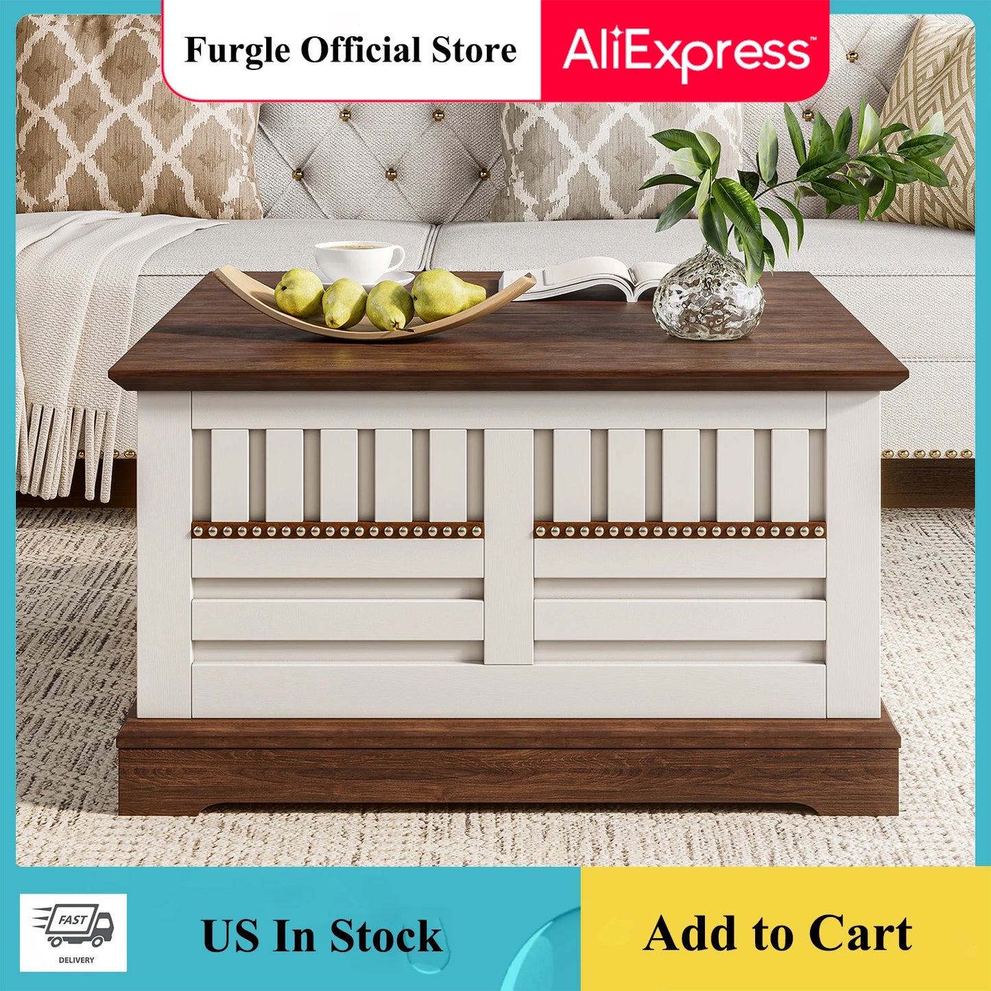 Farmhouse Lift Top Coffee Table With Hidden Storage