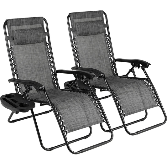 Zero Gravity Folding Chair With Armrests And Cup Holder