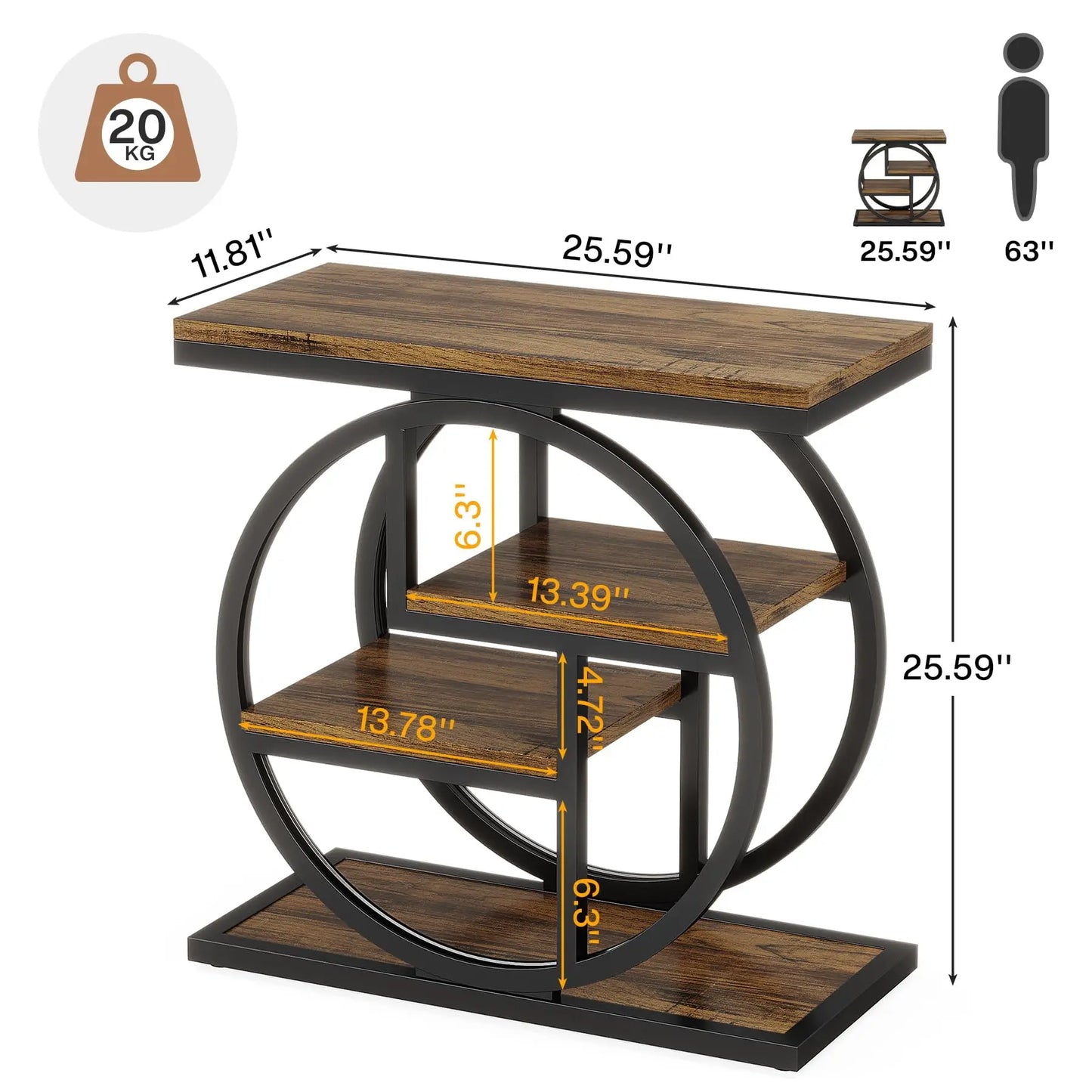 Tribesigns Industrial Wood End Table With Storage Shelves