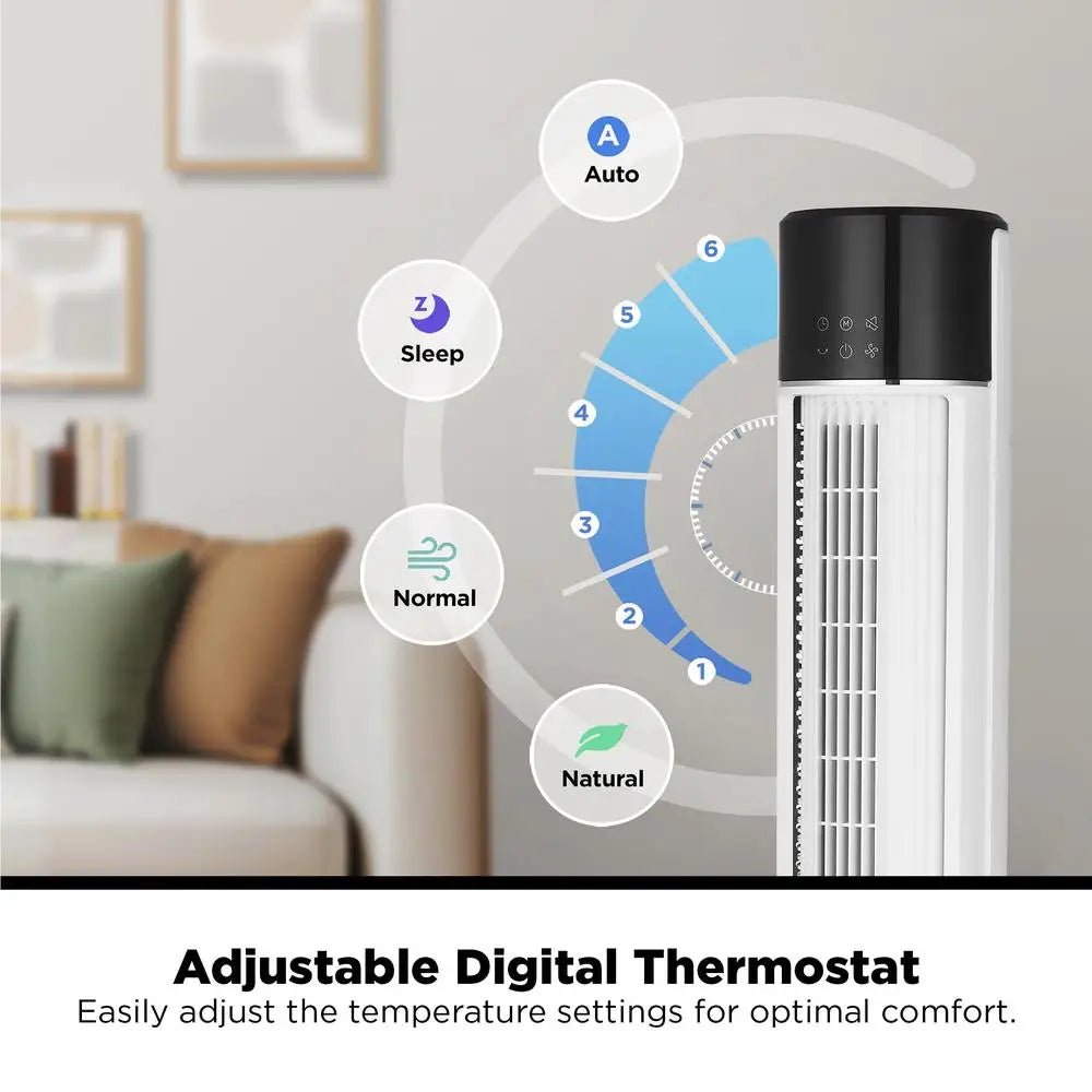 Tower Fan With Remote Timer LED Display Three Speeds