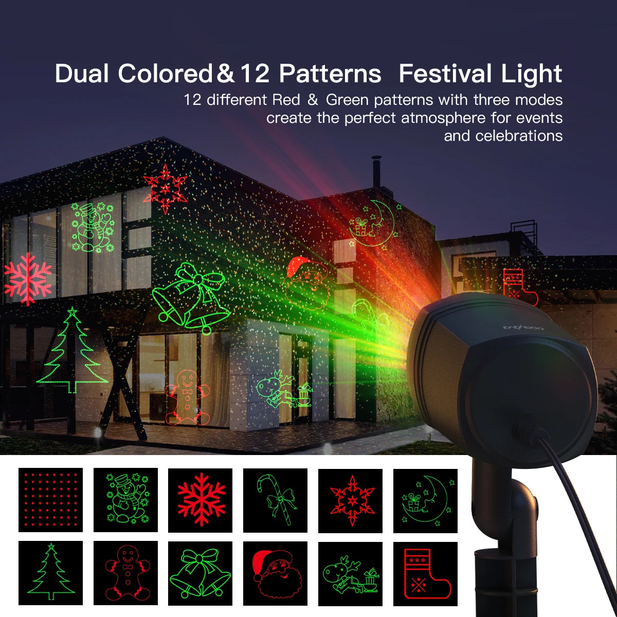 Outdoor Christmas Projector Lights With Remote 12 Patterns