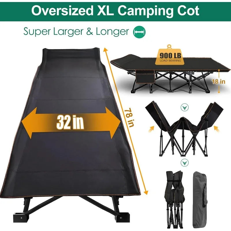 Folding Camping Cot with Carry Bag for Easy Travel and Storage