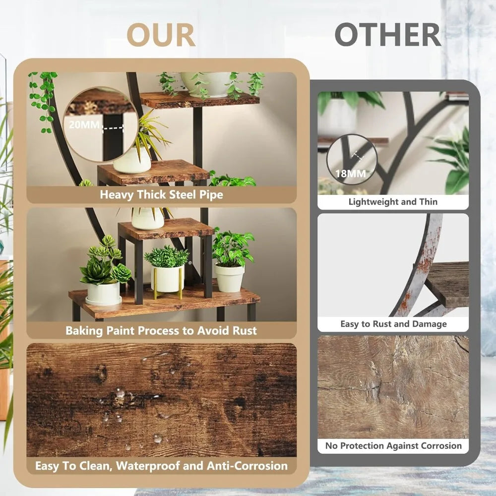 Indoor Plant Stand with Grow Lights for Space Saving