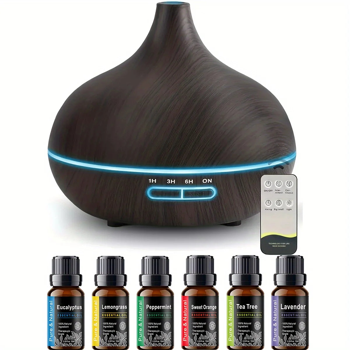 Wood Grain Aromatherapy Essential Oil Diffuser With Remote