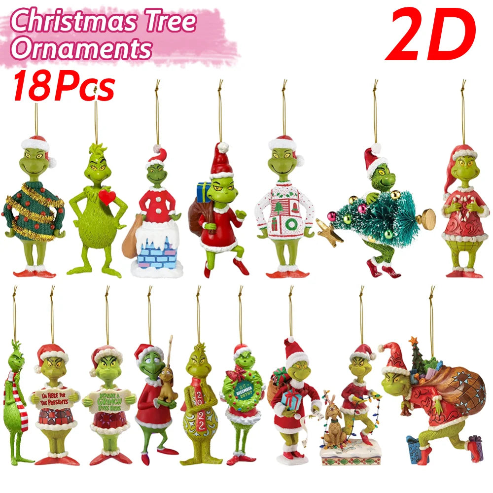 18Pcs 2D Acrylic Christmas Monster Ornaments Pack Bundle