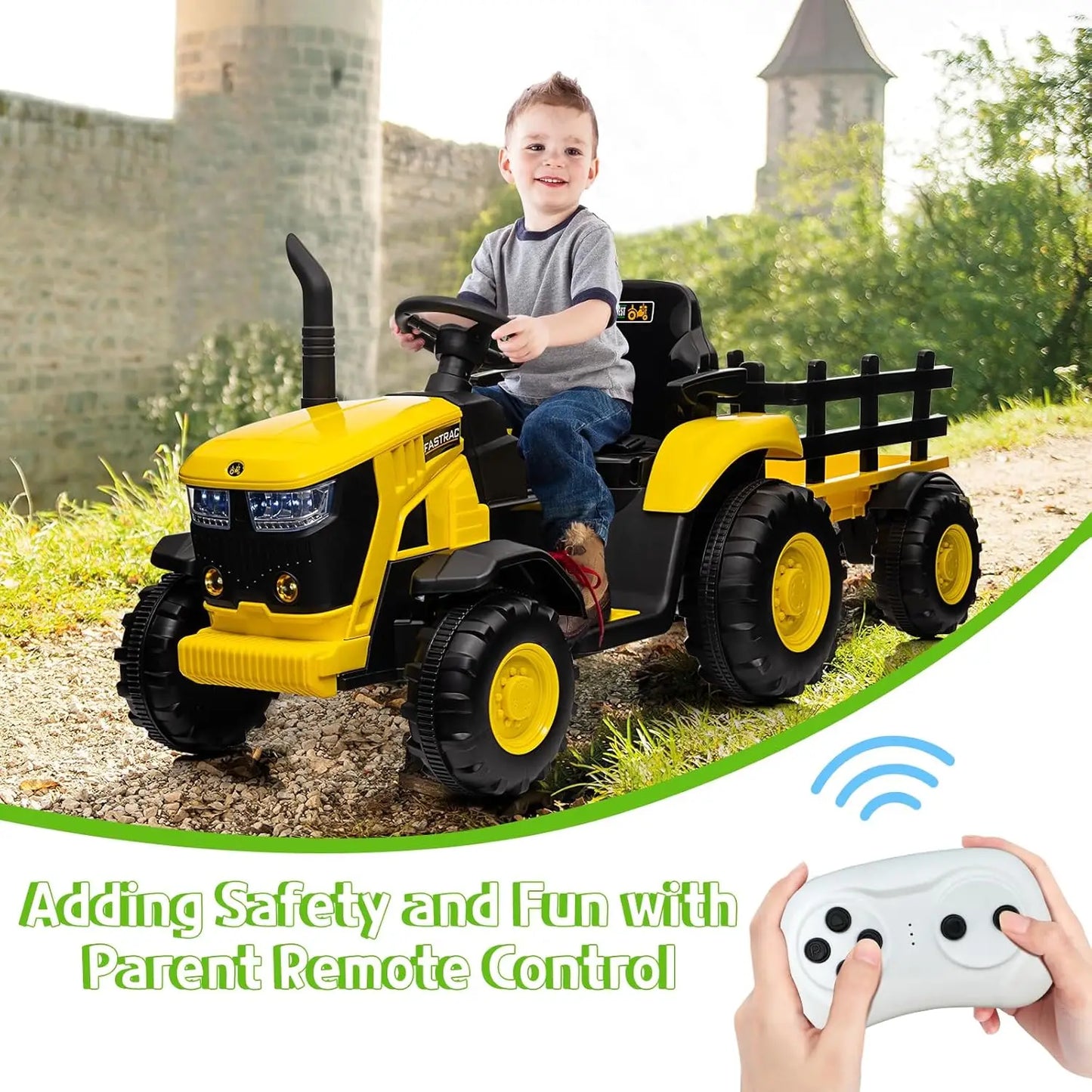 12V Ride On Tractor With Remote Control Bluetooth Music