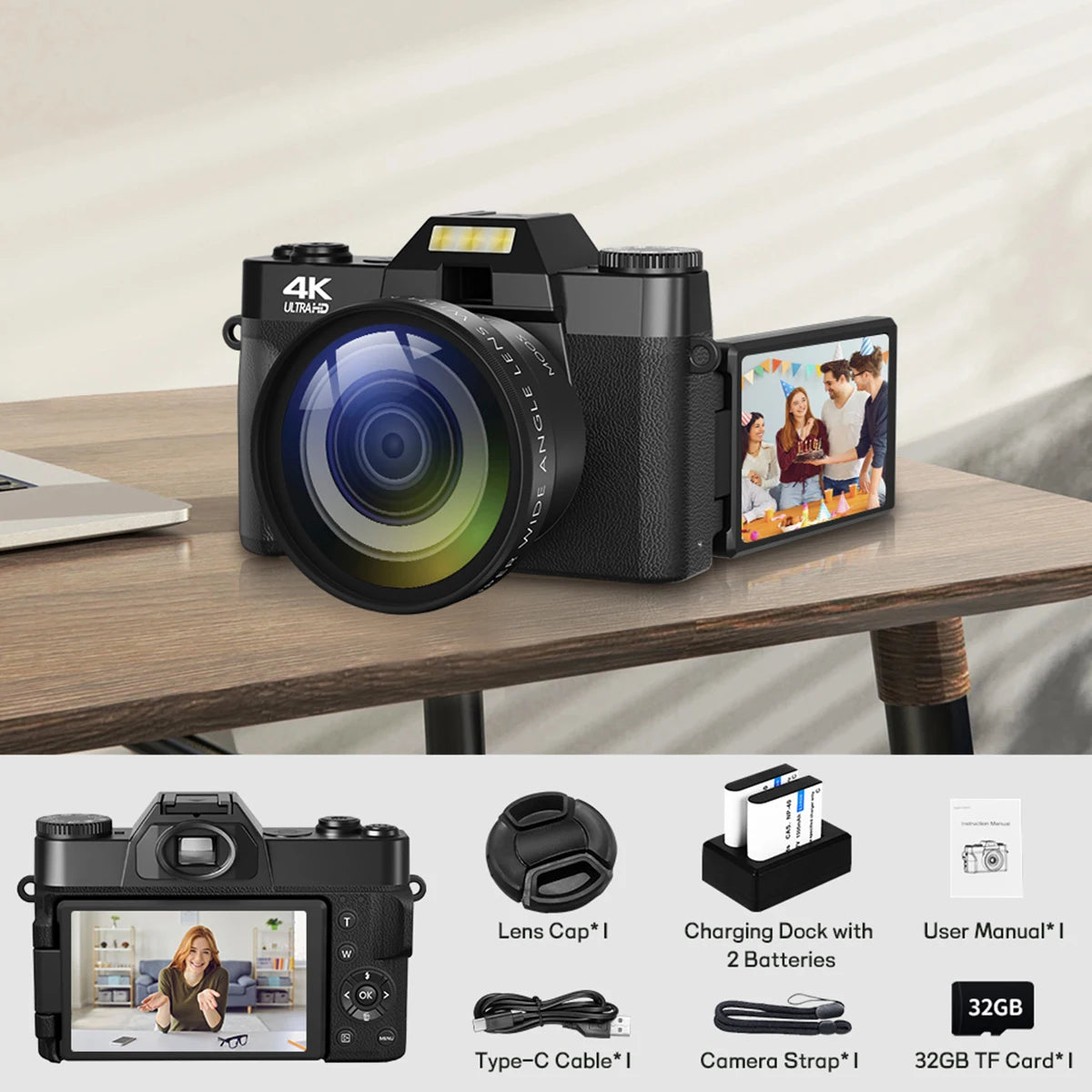 Compact 4K Camera With WiFi For Vlog YouTube Content