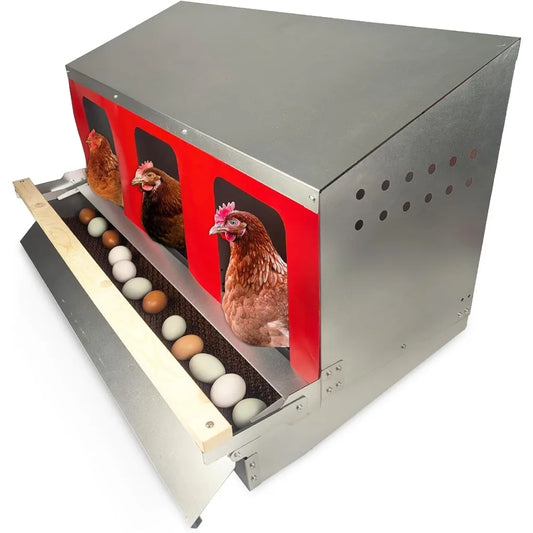 Roll Out Galvanized Nest Box With Roll Away 3 Compartments
