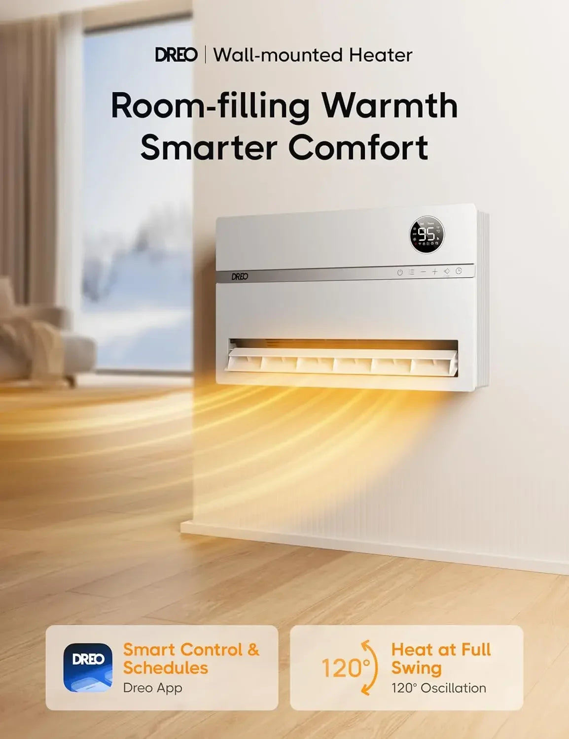 Smart Wall Heater Electric Space Heater With Remote