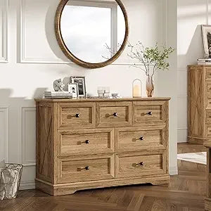 Farmhouse 7 Drawer Dresser With Charging Station White