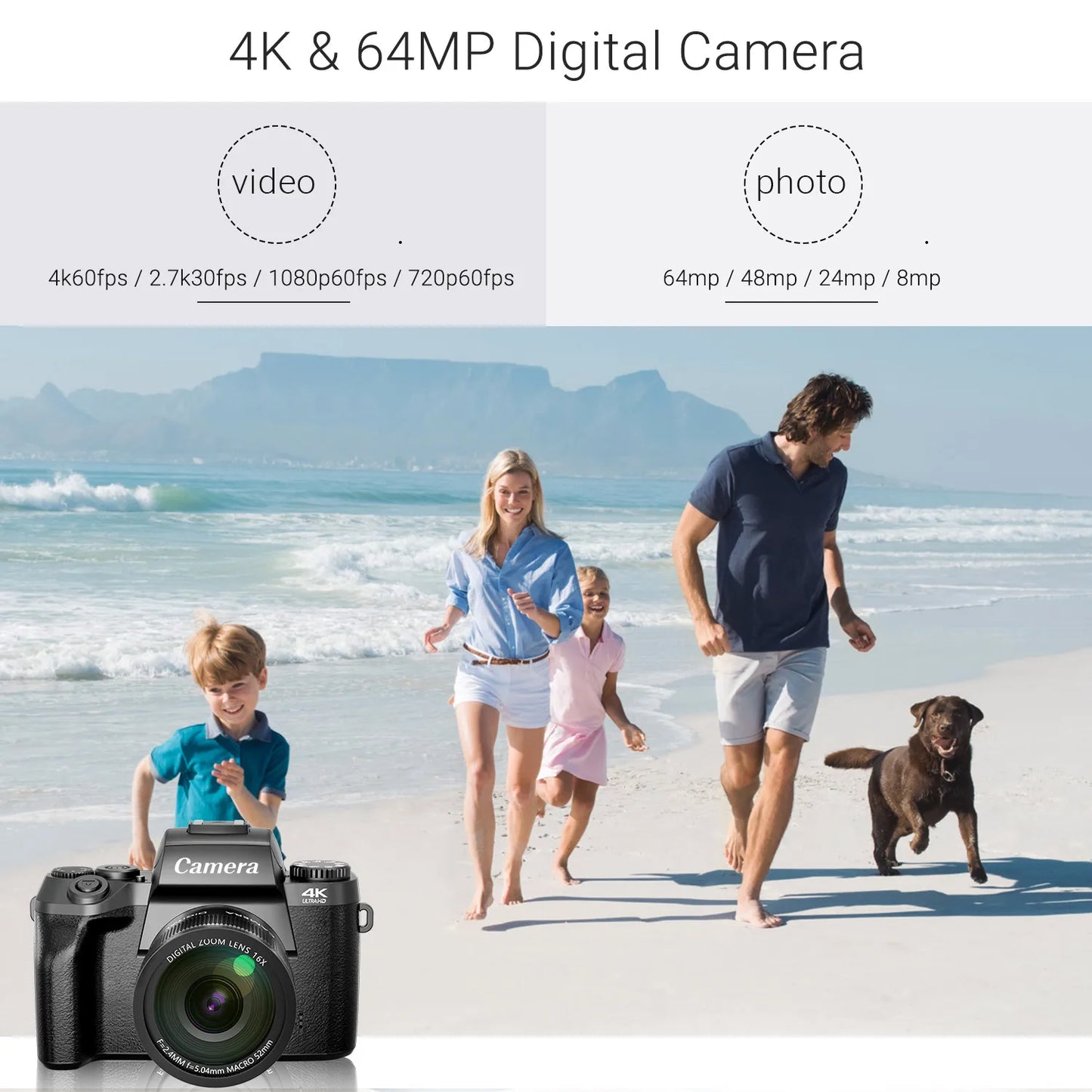 4K Vlogging Camera With WiFi And 4 Inch Touch Screen
