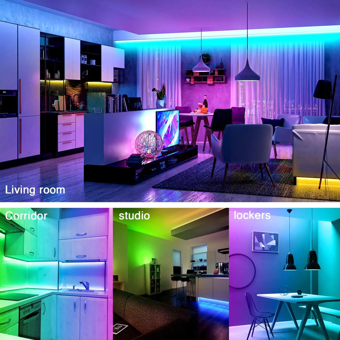 100 Feet LED Strip Lights With Bluetooth RGB Color Changing