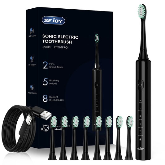 Electric Toothbrush With Smart Modes And 8 Replacement Heads