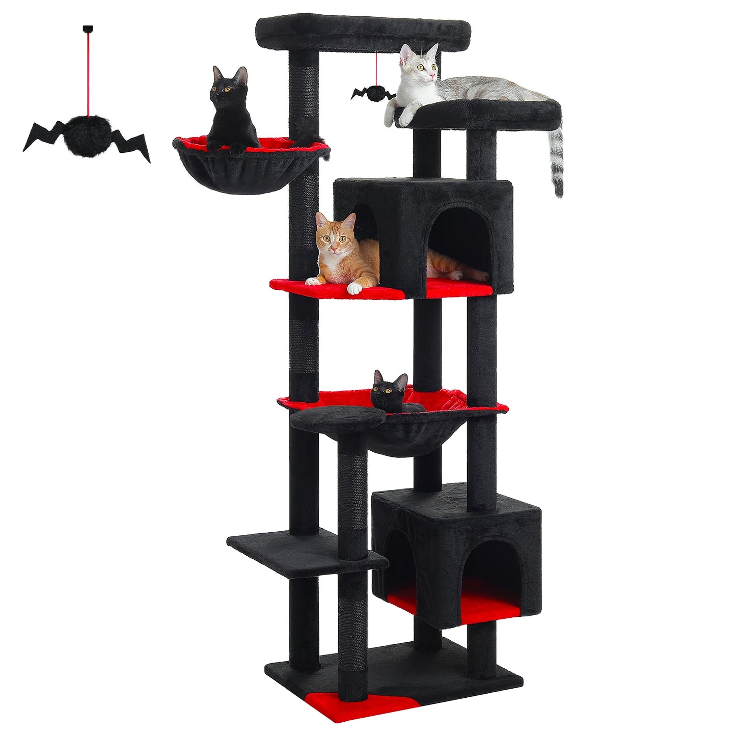Tall Indoor Cat Tree With Hammock And Scratching Posts