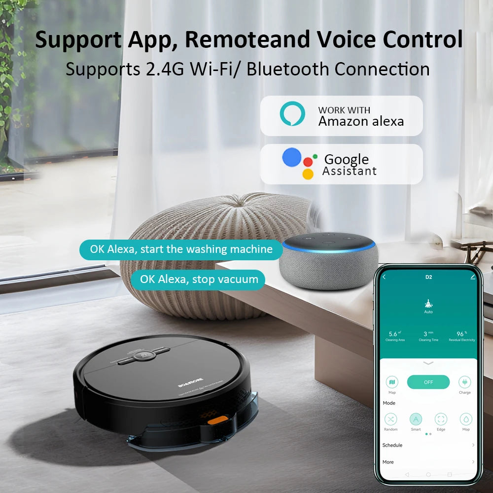 SmartClean 3600PA Robot Vacuum with Voice Control and Auto Charging