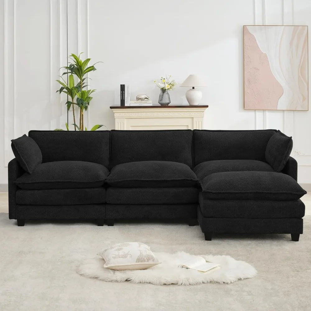Modular Sectional Couch With Movable Ottoman L Shaped Sofa