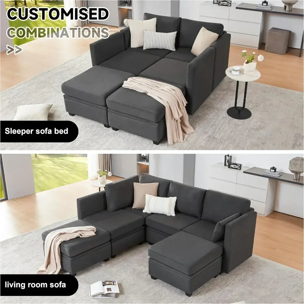 Modular Sectional Sofa With Storage And Ottomans U Shaped
