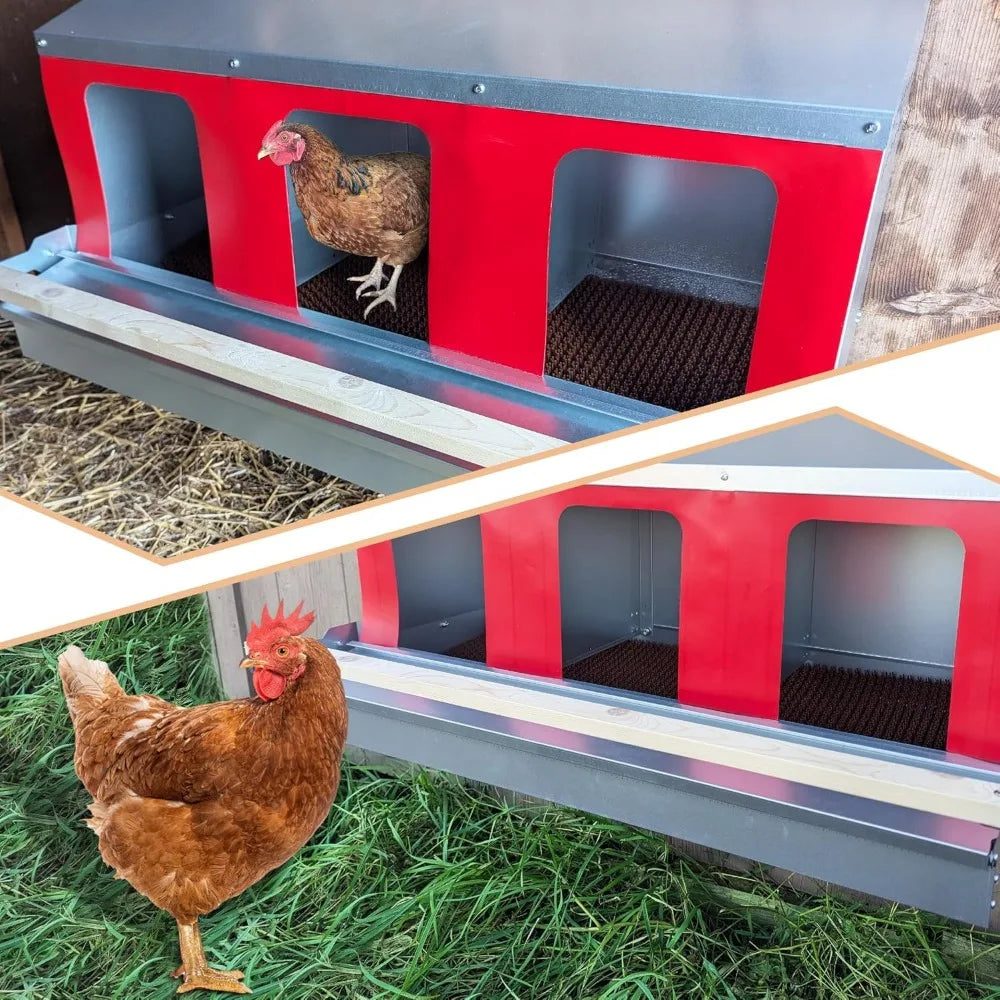 Roll Out Galvanized Nest Box With Roll Away 3 Compartments
