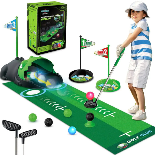 Kids Toy Golf Club Set with LED Ball Returner Fun Game