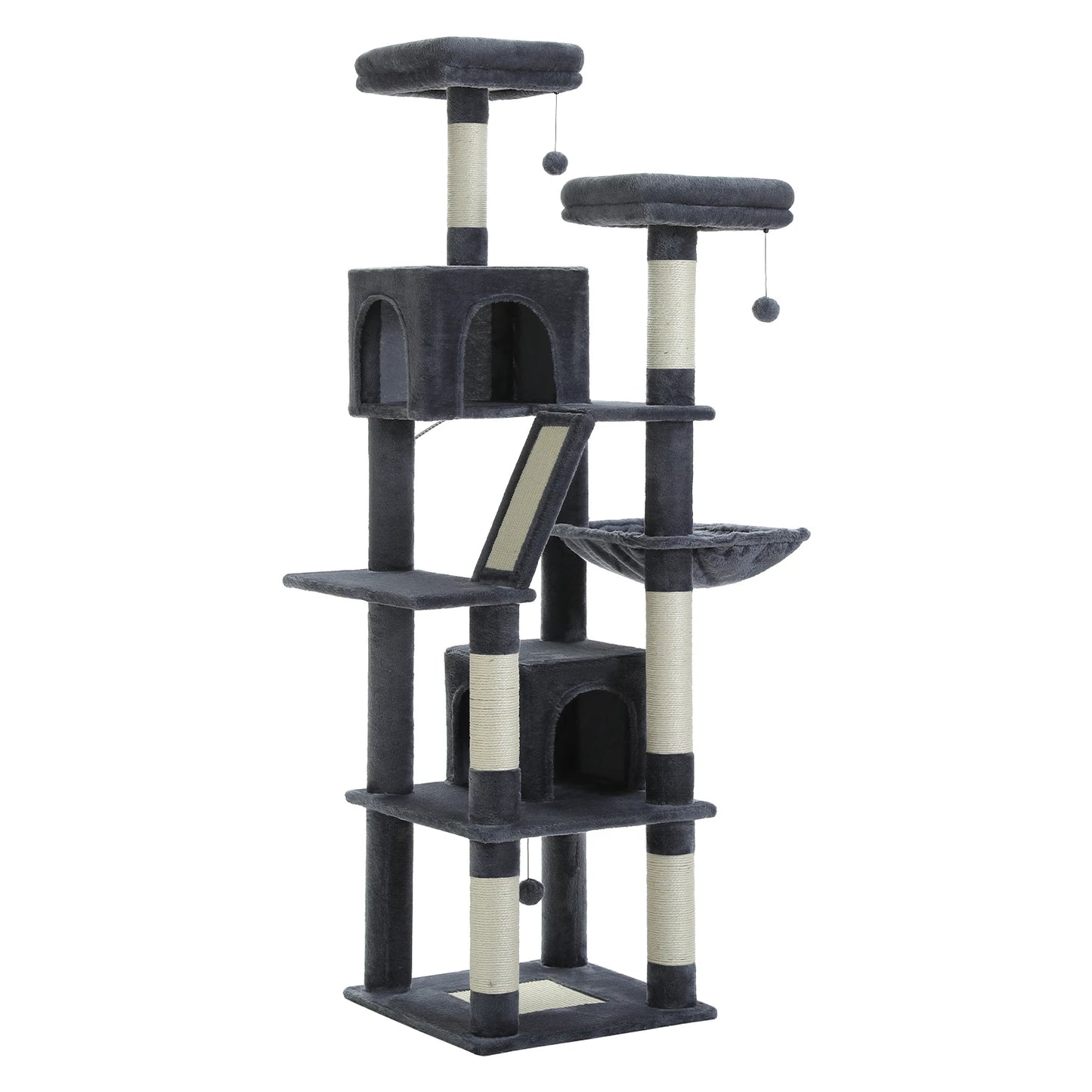Large Cat Tree with Plush Condo and Scratching Posts