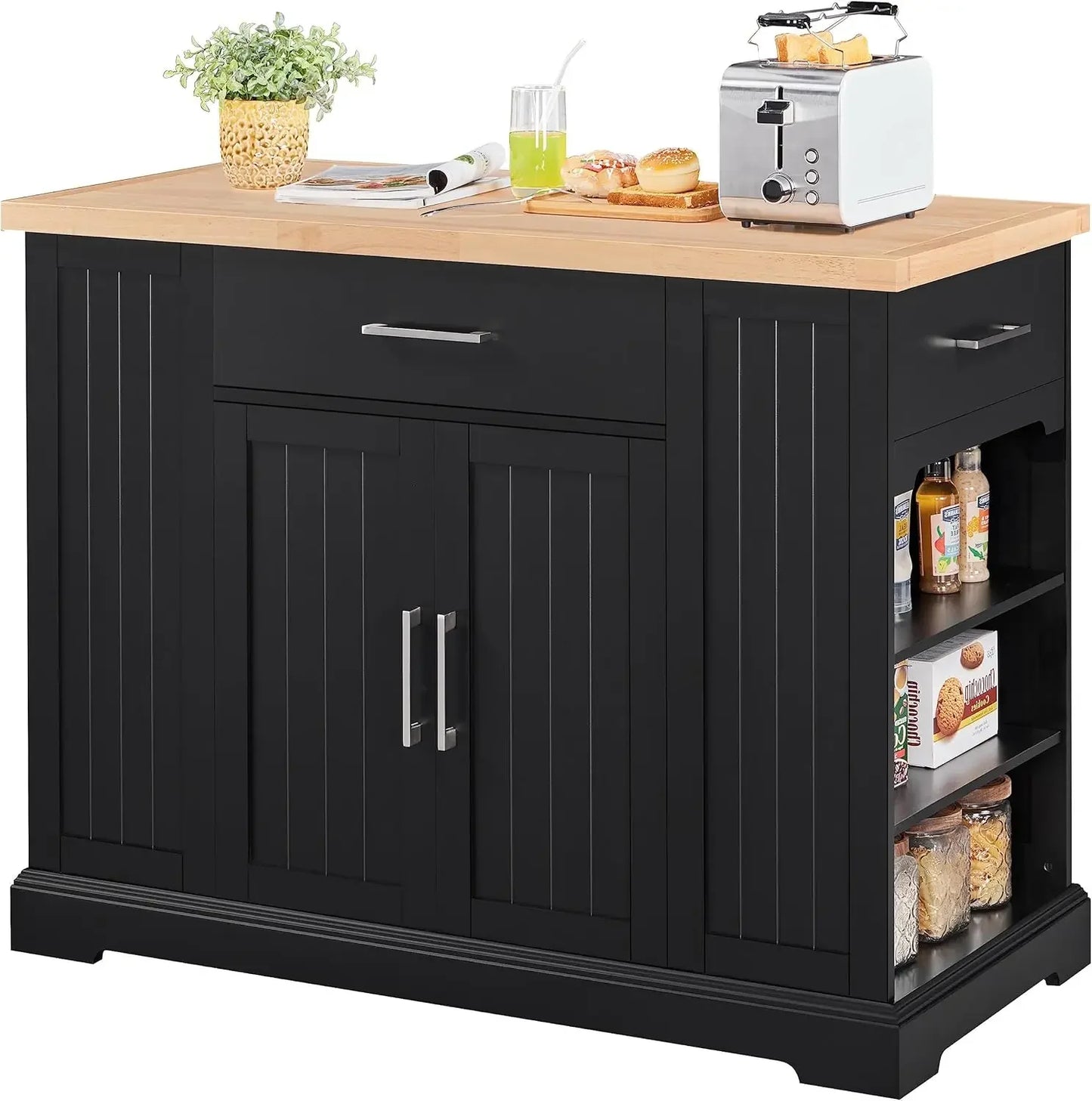 Stylish Kitchen Cart on Hidden Wheels with Ample Storage