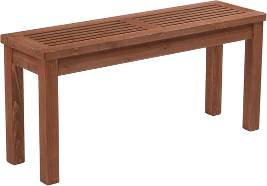 Outdoor Wooden Bench 40 Inch Backless Garden Seat For Patio