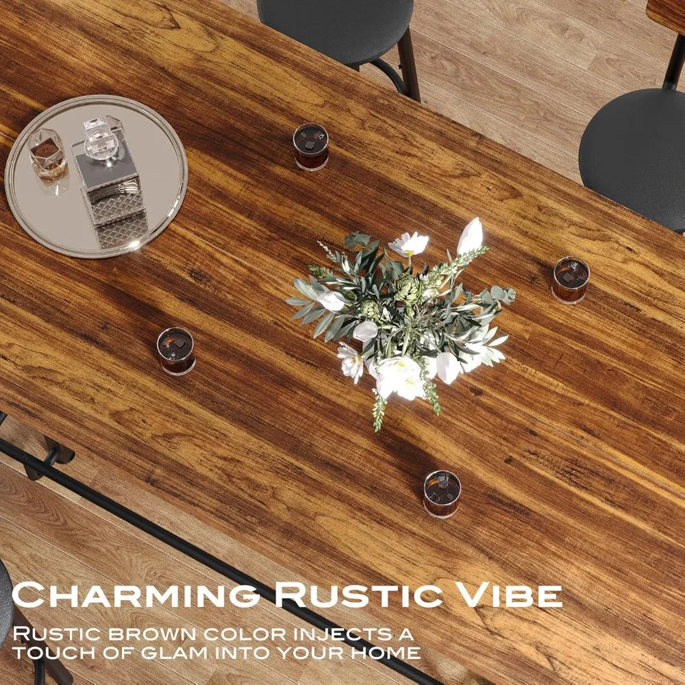 Industrial Bar Table 63 With Solid Wood Top And Footrest